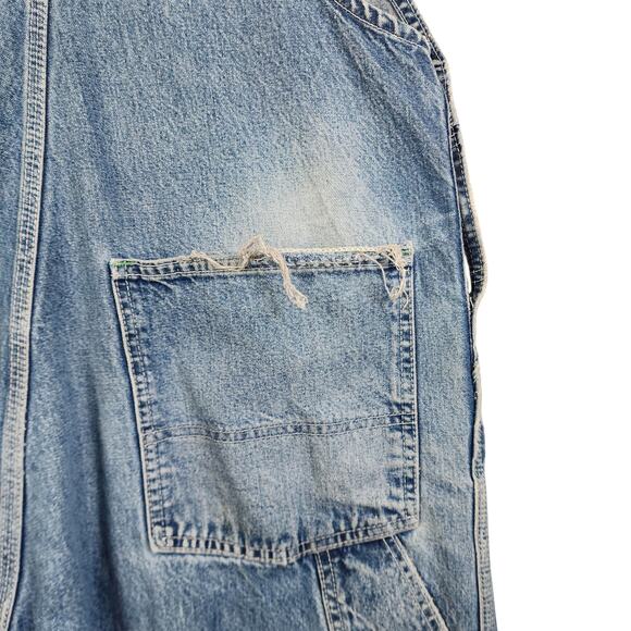 Oshkosh B'Gosh Mens Vintage Denim Bib Overalls Size 40X30 Blue Jean Destroyed - Picture 9 of 16